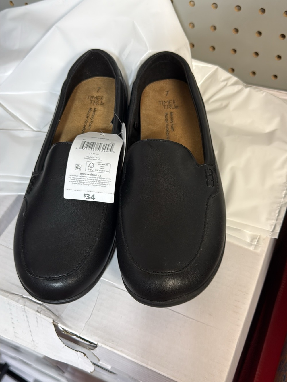 Time and Tru Black Slip-On Comfort Loafers